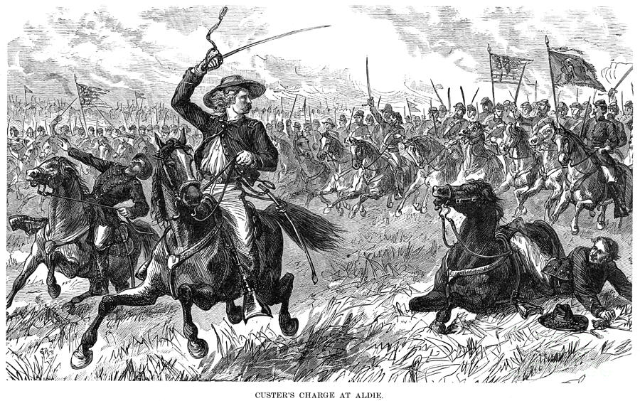 Captain George Armstrong Custer leads the charge at the Battle of Aldie.
