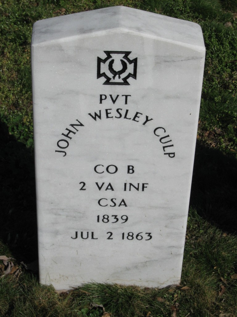 The marker for John Wesley Culp. Photo by Scott L. Mingus, Sr.